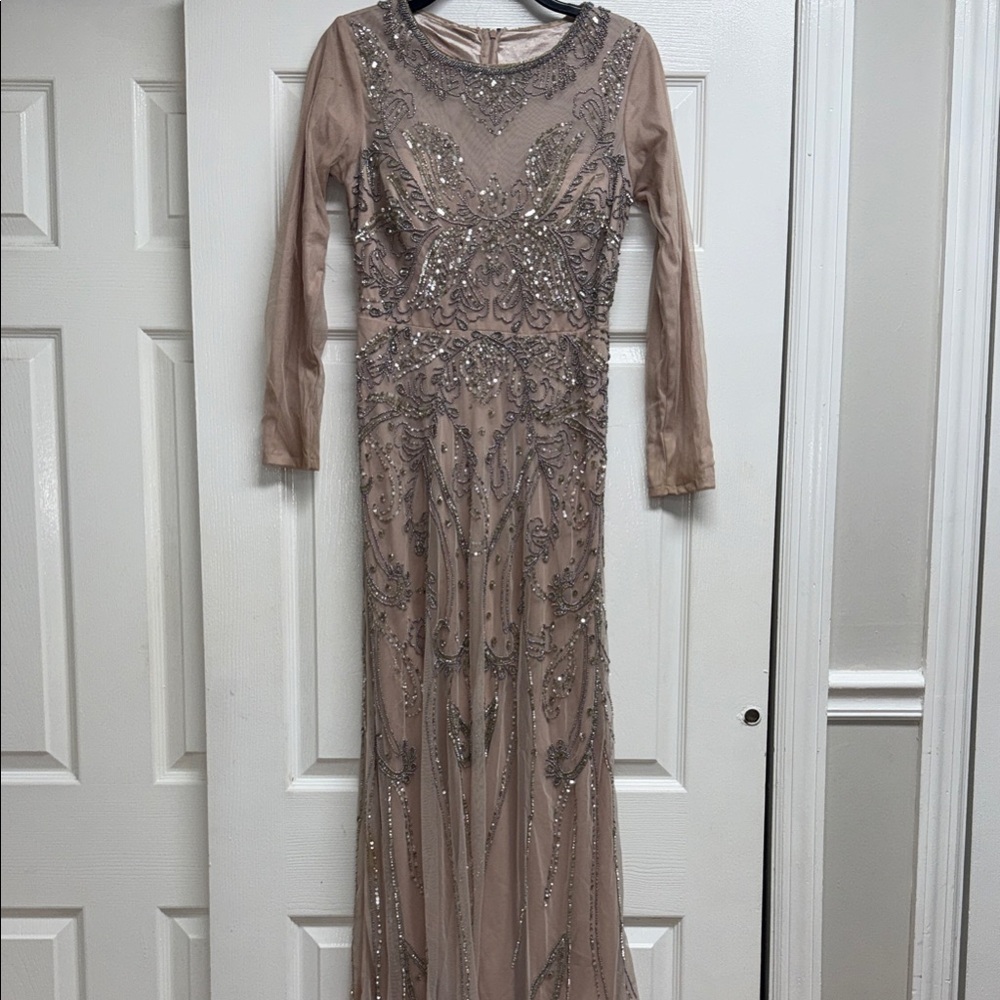 Adrianna Papell Elegant Embellished Long Sleeve Dress